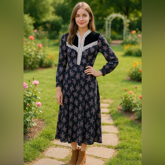 Gunne Sax Dresses & Skirts - Vintage 70’s/80’s Gunne Sax Floral Midi Prarie Dress